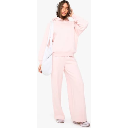 boohoo Dames Pintuck Detail Straight Leg Jogger | Lichtroze | Maat: Medium