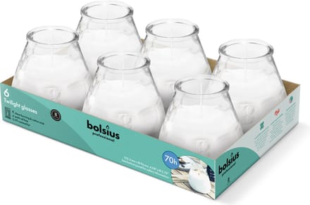 Bolsius - Twilight - Kaars in glas - Patio - Transparant - Tray 6 - 70 branduren