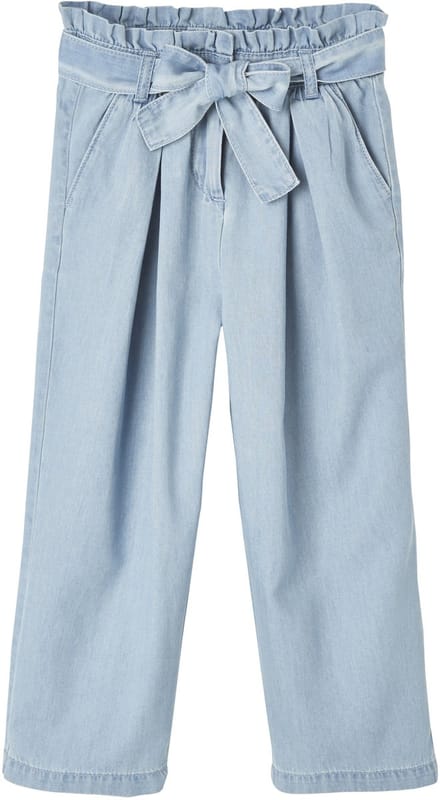 Vertbaudet Wijde "paperbag"-driekwartmeisjesbroek van licht denim