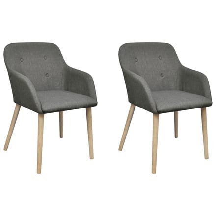 vidaXL - Eetkamerstoelen - 2 - st - stof - en - massief - eikenhout - lichtgrijs