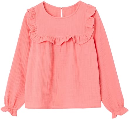 Vertbaudet Meisjesblouse met ruches van katoengaas