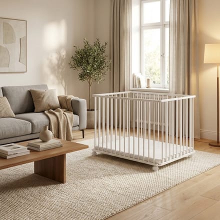 Bebies First LIAM Babybox Inklapbaar / Baby box – Kinderbox / Playpen Met Wieltjes - 99 x 75 x 74 cm - Wit