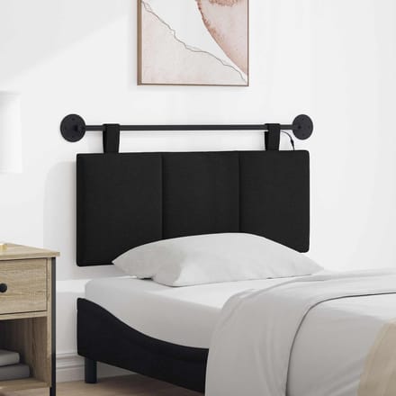 vidaXL - Hangend - hoofdbord - Met - LED-verlichting - Zwart - Stof