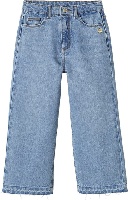 Vertbaudet Wijde meisjesjeans met rafels aan de onderkant