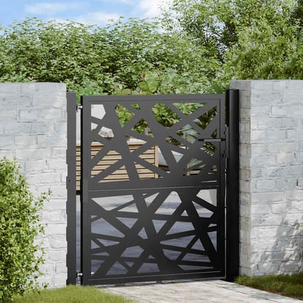 vidaXL - Poort - met - lichtontwerp - 100x100 - cm - staal - zwart