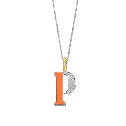 TI SENTO Dames Hanger - 925 zilver - Letter P - Oranje - 6840OR_P