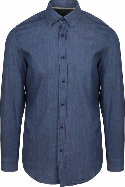 Suitable Overhemd Washed Donkerblauw - Maat M - Heren - Casual Shirt