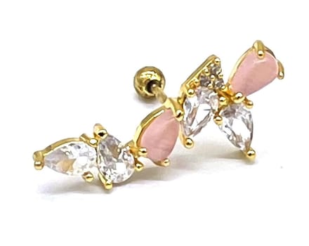 Oorpiercing met Zirkonia - RVS - 25 mm - Goudkleurig