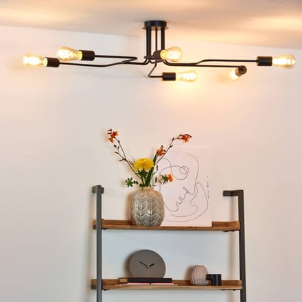 Lucide LESTER - Plafonnière (Plafondlamp) - 6xE27 - Zwart