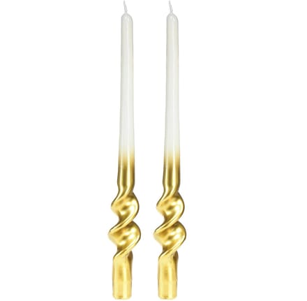 Gedraaide kaarsen witgouden spiraalkaarsen Ø2cm H30cm 2 st