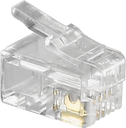 RJ10 krimp connectoren (4P4C) voor platte telefoonkabel - 10 stuks / transparant