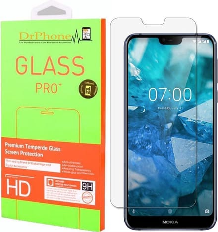 DrPhone Nokia 7.1 Glas - Glazen Screen protector - Tempered Glass 2.5D 9H (0.26mm)