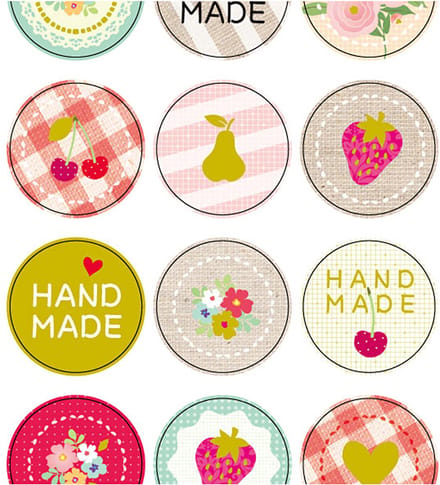 Stickers, handmade, vel 10x23 cm, ca. 16 stuk, 1 vel