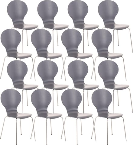 CLP Diego Set van 16 bezoekersstoelen Hout/grijs