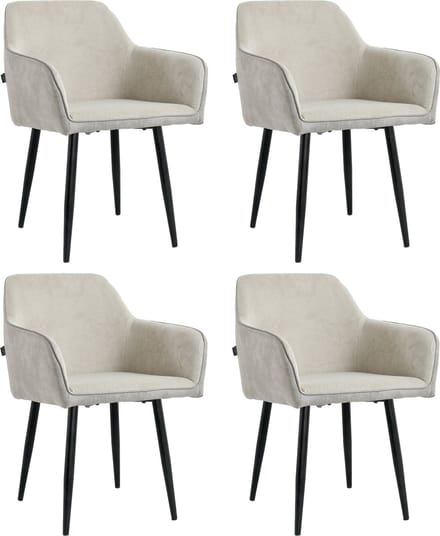 Lina® Tony Eetkamerstoel - Licht Grijs - Set van 4 - Ribstof