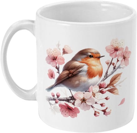 Mok Love Birds | Roodborstje - Kersen bloesem | 325ml