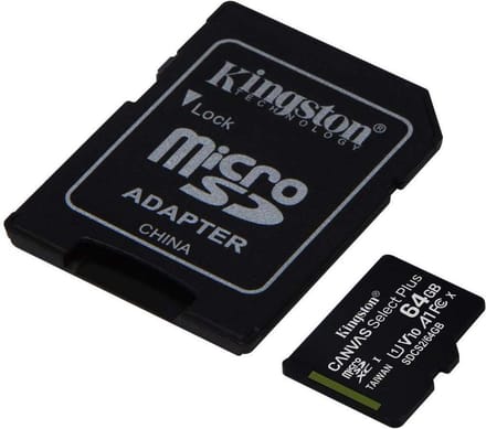 Kingston Canvas Select Plus microSD Card 10 UHS-I - 64GB - inclusief SD adapter