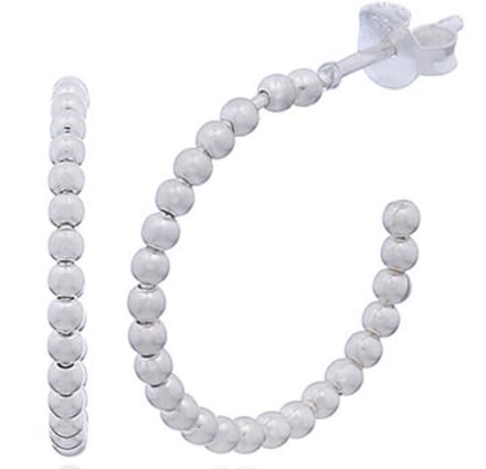 Joy|S - Zilveren balletjes oorringen stud - beaded - 18 mm