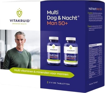 Vitakruid Multi Dag & Nacht Man 50+ 100% Vegan 2 x 30 60 Tabletten