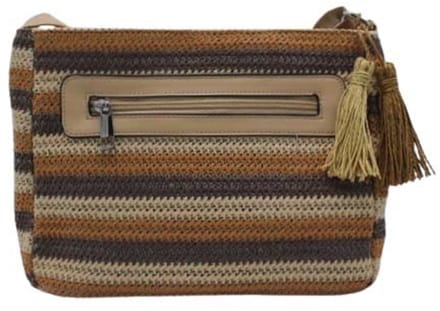 Schoudertas Dames Tas Cross Body Tas Bruin-Beige Gestreept