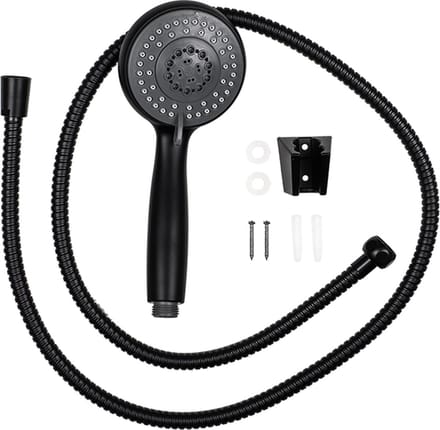 haushalt 33020 – douchekop met wandstang – mat zwart