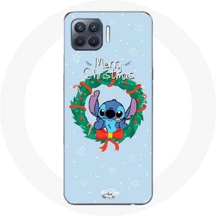 Coque pour Oppo A93 Stitch neige joyeux Noël bleu
