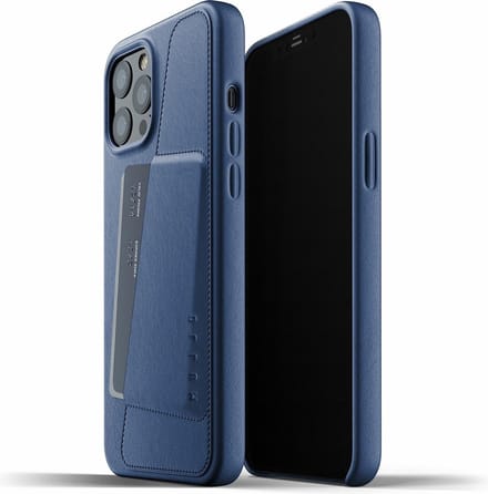 Mujjo - Leather Wallet iPhone 12 Pro Max - Blauw