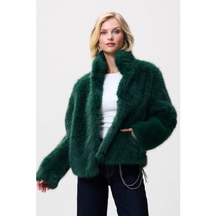 Catwalk Junkie Fur Jacket Jassen Dames - Winterjas - Groen - Maat 34