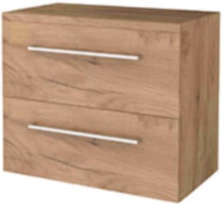 Basic-Line Start 46 Badkamermeubelset - 80 x 46 cm - Met Grepen - 2 Lades - Wastafelblad - Whisky Oak