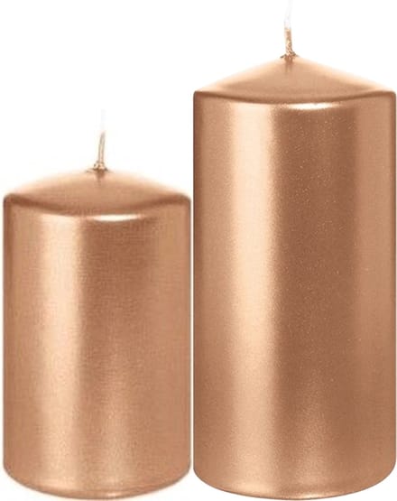 Trend Candles - Cilinder Stompkaarsen set 2x stuks rose goud 8 en 12cm