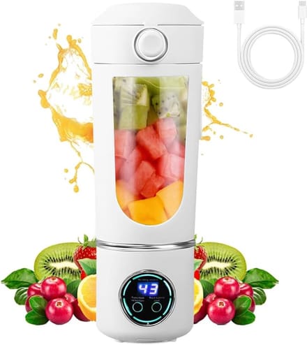 Draagbare Mixer - Smoothie Maker Mini Blender - Gezonde Dranken Maken - 12 Roestvrijstalen Messen - 700 ml - Wit