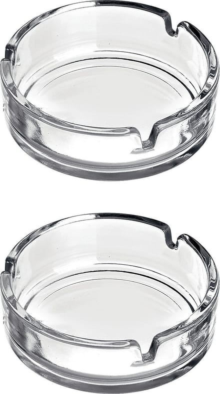 Asbak - 2x - transparant - 11 cm - glas - rond - binnen en buiten gebruik