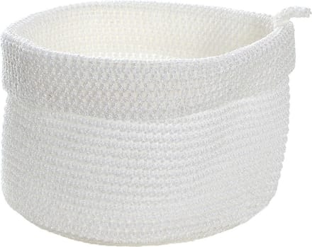CALICOSY - Rond wit gehaakt mandje groot model 20x17cm
