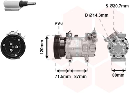 Van Wezel - AIRCO COMPRESSOR VOOR NISSAN KUBISTAR 2003-2008 2763000QAE