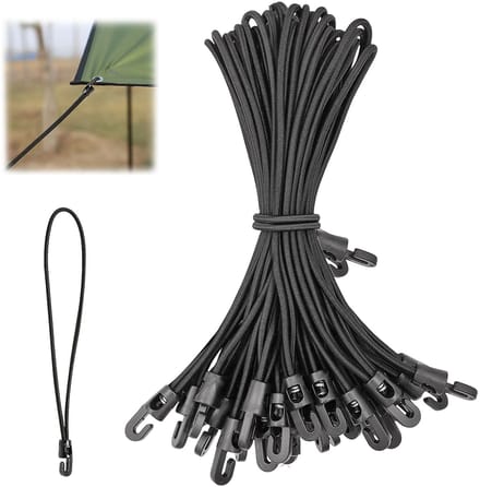 Dailygoods- Spanrubber 26 cm met haken - 16 Stuks - Multifunctionele Zeilspanner - Duurzaam Rubber - Expander voor Camping - Weerbestendig - Elastiek