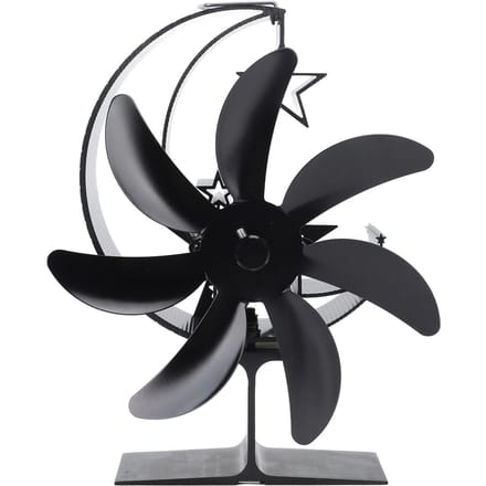 Hitteaangedreven Kachelventilator 7 Bladen Maanmodel Stille Werking Circulerende Warme Lucht Zeer Efficiënt zwart