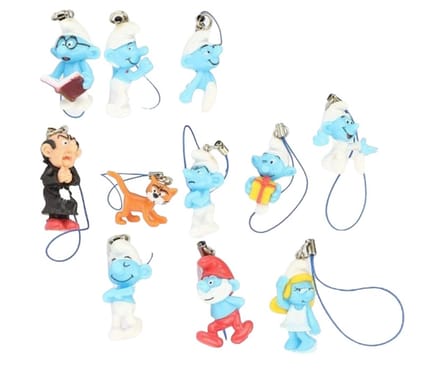 11 smurfenhangertjes - De smurfen - 4 cm - met o.a. Gargamel en grote smurf