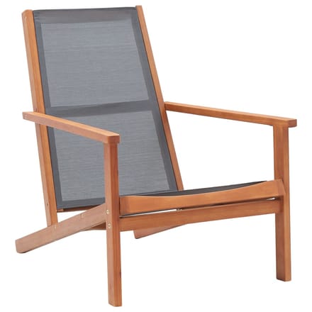 vidaXL - Loungestoel - massief - eucalyptushout - en - textileen - grijs