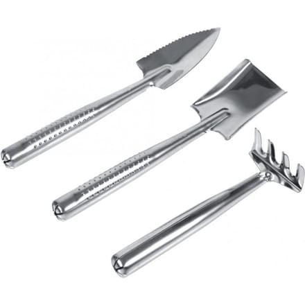 Ensemble de Truelles de Jardin 3 Pièces Mini Truelle en Acier Inoxydable Fourche à Désherber et Truelle à Transplanter Ensemble d'Outils à Main gray