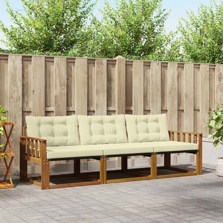 vidaXL - Buiten - bank - set - 3 - st - Natuurlijk - en - Crème