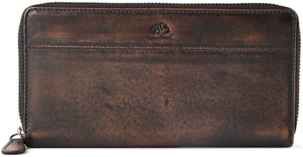 GREENBURRY portemonnee Destressed RV-Long Wallet RFID Teak Brown donkerbruin