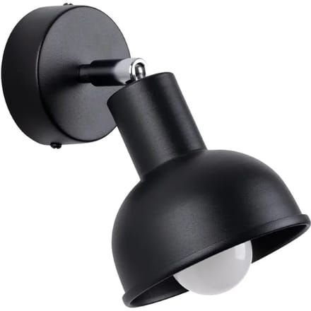 Wandlamp ELBA met verstelbare kap - Sollux Lighting - IP20 - Zwart staal behuizing - 19 x 11 x 17 cm - 1 x E27 LED, exclusief lichtbron - Max. 15 W - Industriële wandlamp voor woonkamer, eetkamer en keuken