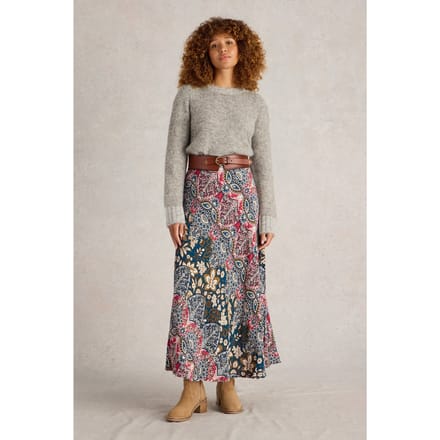 White Stuff Hope Bias Cut Maxi Skirt Teal Print Größe: 8 REGULAR | Maxiröcke Outlet | Damen | Cyan