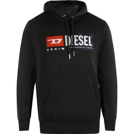 Diesel Denim Division Snijd Logo Zwarte Hoodie