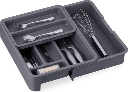 bestekbak uitschuifbaar - kunststof - 23,5 - 40 cm - bestek organizer keukenlade