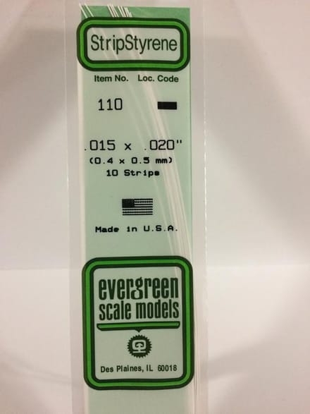 Evergreen Modelbouwdecoratie - 110 Strip 0,4mmX0,5mmX35cm - 10 stuks Styreen