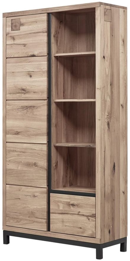 MASSIVMOEBEL24.DE wilde eik boekenkast beige massief hout 100x40x200 cm (BxTxH) geolied gemonteerd VILLANDERS volledig massief #239