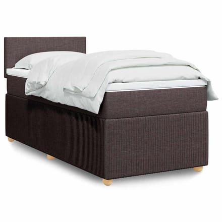 vidaXL - Boxspring - met - matras - stof - donkerbruin - 100x200 - cm