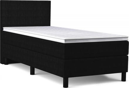 Boxspring Bravo - 90x200 - Zwart - Bonellvering - Skai - Kunstleer - Inclusief Topper - Bed compleet