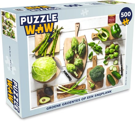 Puzzel Groene groentes op een snijplank - Legpuzzel - Puzzel 500 stukjes